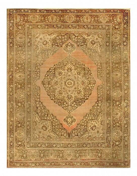 Light Brown Persian Antique Tabriz 9'.3'' X 11'.6'': Light Brown Persian Antique Tabriz 9'.3'' X 11'.6'' - circa 1880, Tabriz, Hand-Knotted, Lamb's Wool, 300 -D07614- 862.This item is part of our fine auction collection which includes many fine home acc