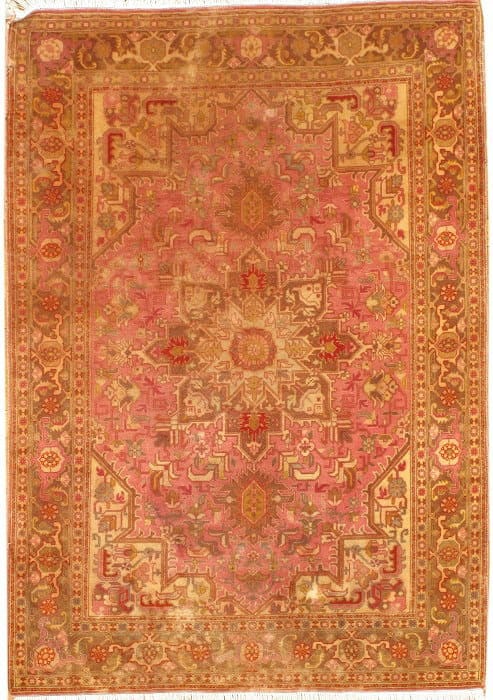 Peach Color Fine Persian Tabriz 3'4'' X 4' 1'': Peach Color Fine Persian Tabriz 3'4'' X 4' 1'' - circa 1990, Tabriz, Hand-Knotted, Lamb's Wool, 300 -D05497- 862.This item is part of our fine auction collection which includes many fine home accessor