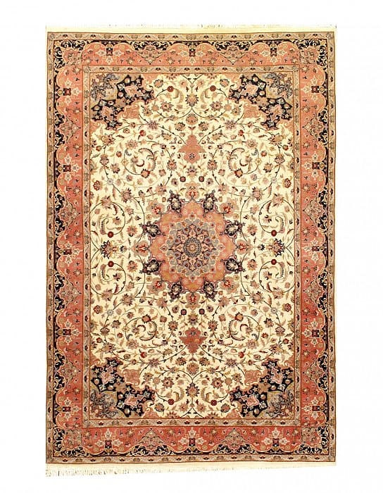 Ivory Persian Tabriz Design 6' X 9': Ivory Persian Tabriz Design 6' X 9' - New, Tabriz, Hand-Knotted, Lamb's Wool, 300 -D04476- 862.This item is part of our fine auction collection which includes many fine home accessories including anti