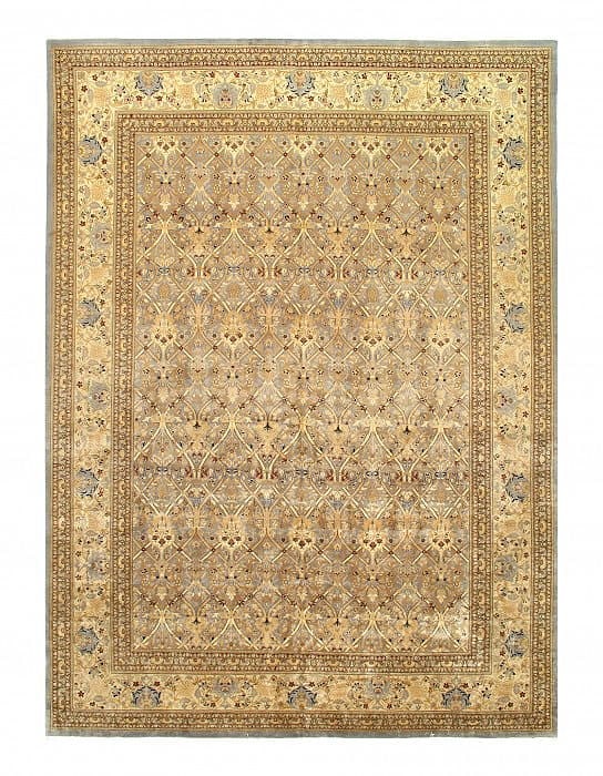 L Blue Hand Knotted Tabriz Design 10' X 14': L Blue Hand Knotted Tabriz Design 10' X 14' - New, Tabriz, Hand-Knotted, Lamb's Wool, 300 -D11073- 862.This item is part of our fine auction collection which includes many fine home accessories includ