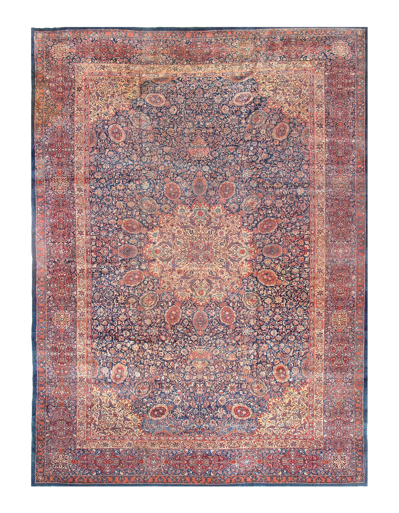 Navy Antique Ardabil Design Tabriz 12' X 17'5": Navy Antique Ardabil Design Tabriz 12' X 17'5" - circa 1920, Tabriz, Hand-Knotted, Lamb's Wool, 300 -D06301- 862.This item is part of our fine auction collection which includes many fine home accessor