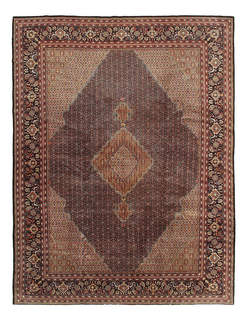 Fine Hand Knotted Persian silk & wool Tabriz design 9' X 12'1'': Fine Hand Knotted Persian silk & wool Tabriz design 9' X 12'1'' - 2010, Tabriz, Hand-Knotted, Wool & Silk, 300 -D12450- 862.This item is part of our fine auction collection which includes many fine ho