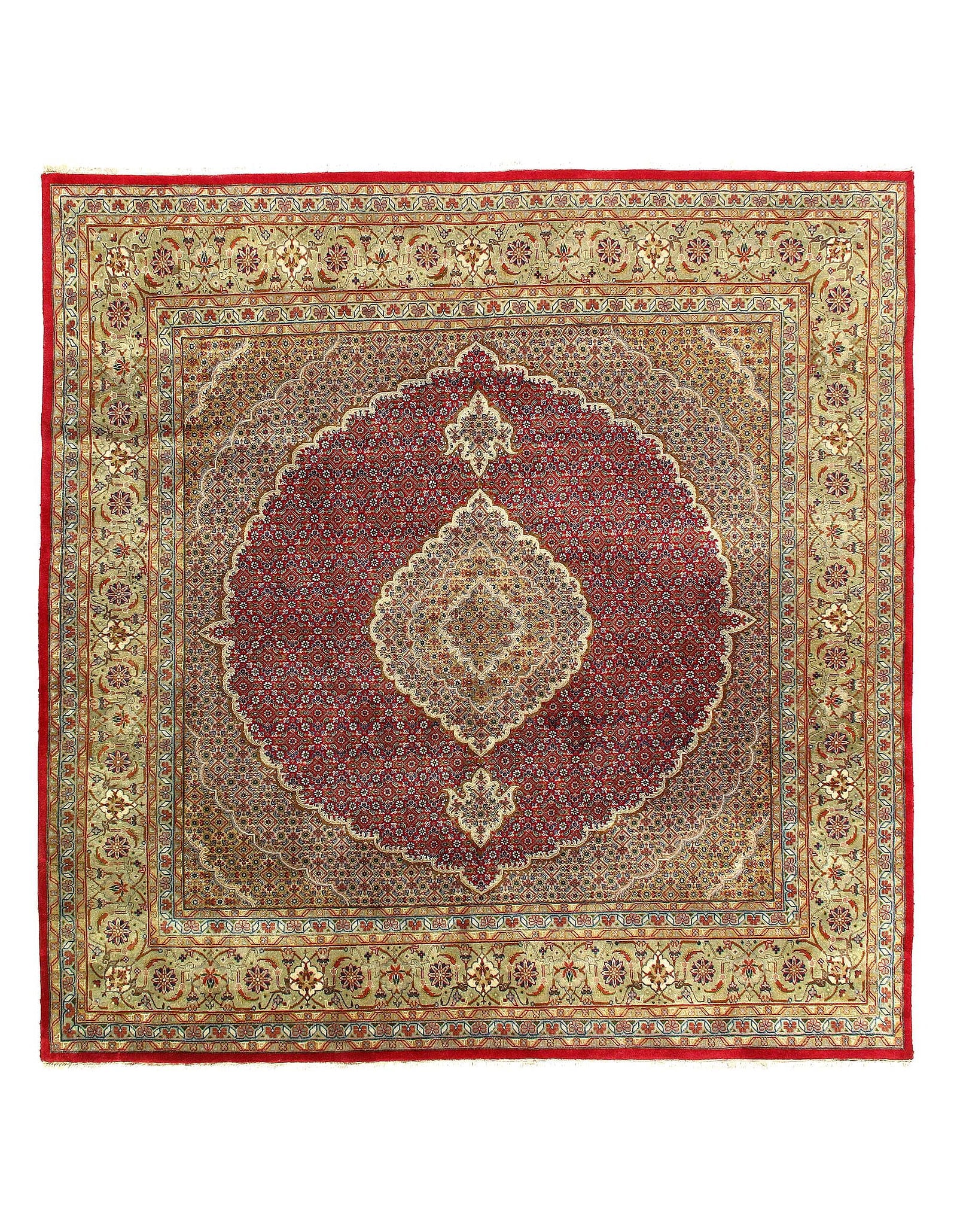 Fine Hand knotted Persian Tabriz design Square rug 8'2'' X 8'2'': Fine Hand knotted Persian Tabriz design Square rug 8'2'' X 8'2'' - 2000, Tabriz, Hand-Knotted, Wool & Silk, 300 -D11799- 862.This item is part of our fine auction collection which includes many fine h