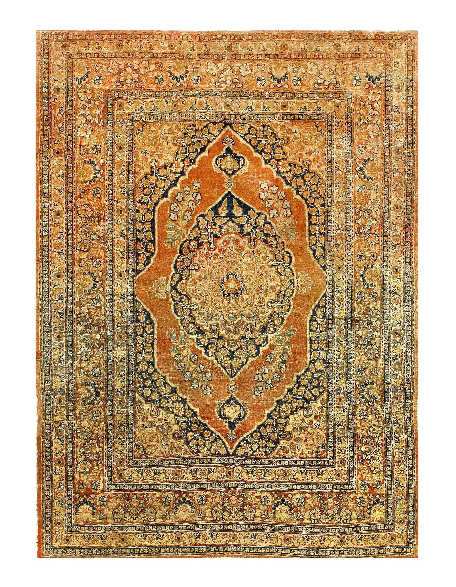 Rust Persian Antique Tabriz 4'1'' X 5'6'': Rust Persian Antique Tabriz 4'1'' X 5'6'' - late 19th century, Tabriz, Hand-Knotted, Lamb's Wool, 300 -27994- 862.This item is part of our fine auction collection which includes many fine home accesso