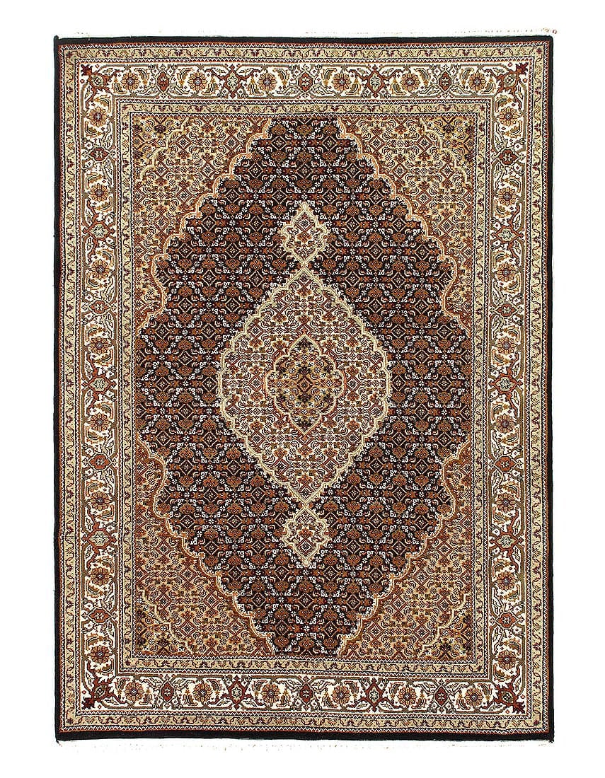 Fine Hand Knotted Silk & wool Tabriz 4'9'' X 6'11'': Fine Hand Knotted Silk & wool Tabriz 4'9'' X 6'11'' - New, Tabriz, Hand-Loomed, Wool & Silk, 300 -D12414- 862.This item is part of our fine auction collection which includes many fine home accessories