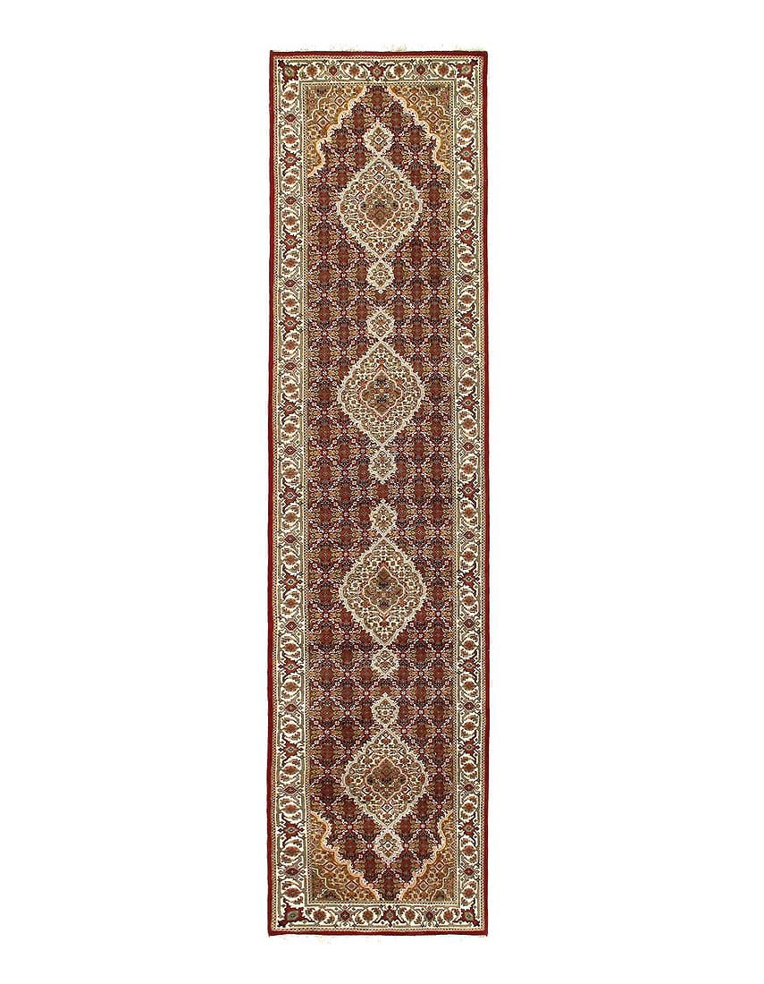Fine Hand Knotted Silk & wool Tabriz runner 2'7'' X 11'9'': Fine Hand Knotted Silk & wool Tabriz runner 2'7'' X 11'9'' - New, Tabriz, Hand-Knotted, Wool & Silk, 300 -D12289- 862.This item is part of our fine auction collection which includes many fine home acc
