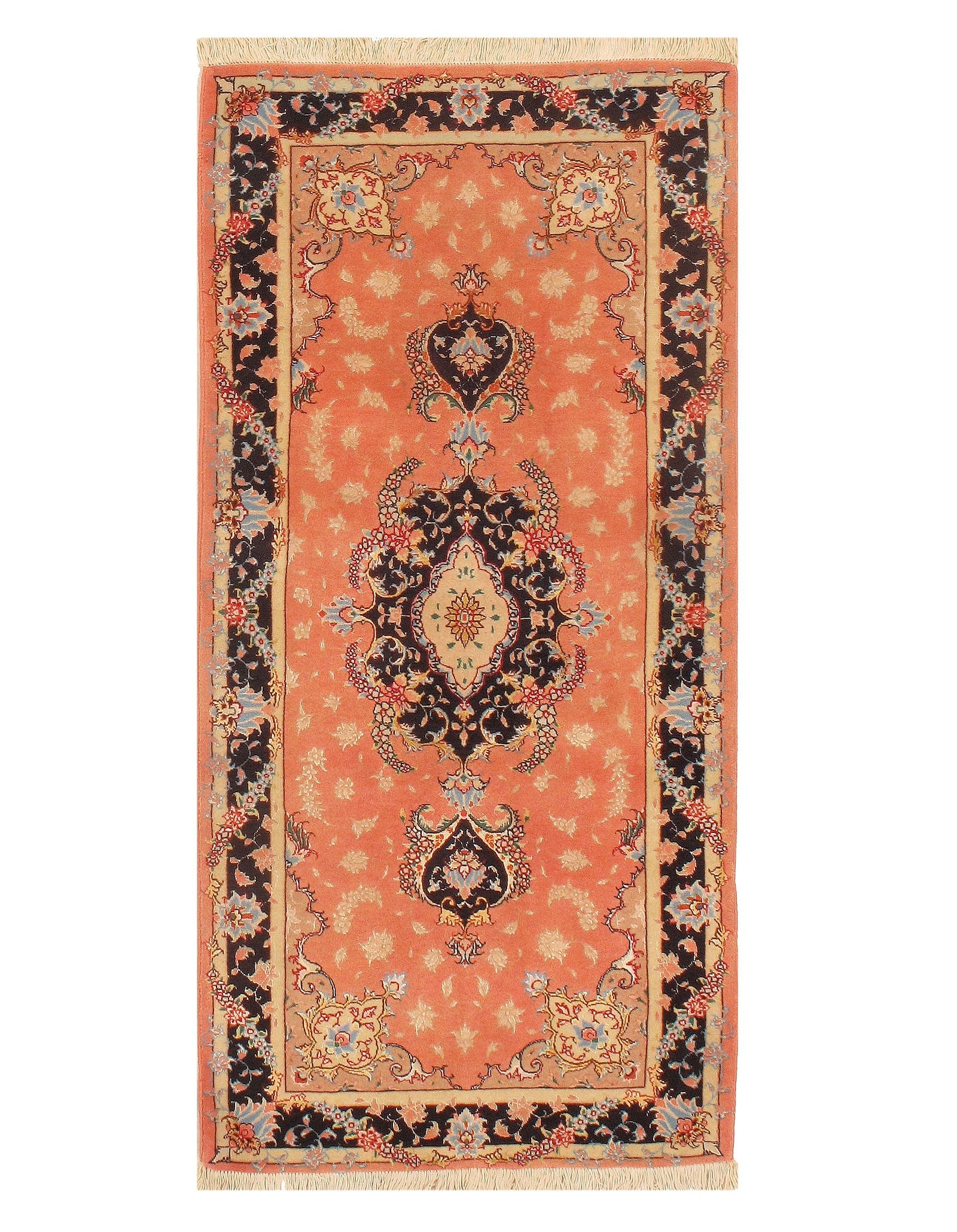 Rose Persian Tabriz 2'5'' X 5'1'': Rose Persian Tabriz 2'5'' X 5'1'' - New, Tabriz, Hand-Knotted, Wool & Silk, 300 -D03614- 862.This item is part of our fine auction collection which includes many fine home accessories including antiqu