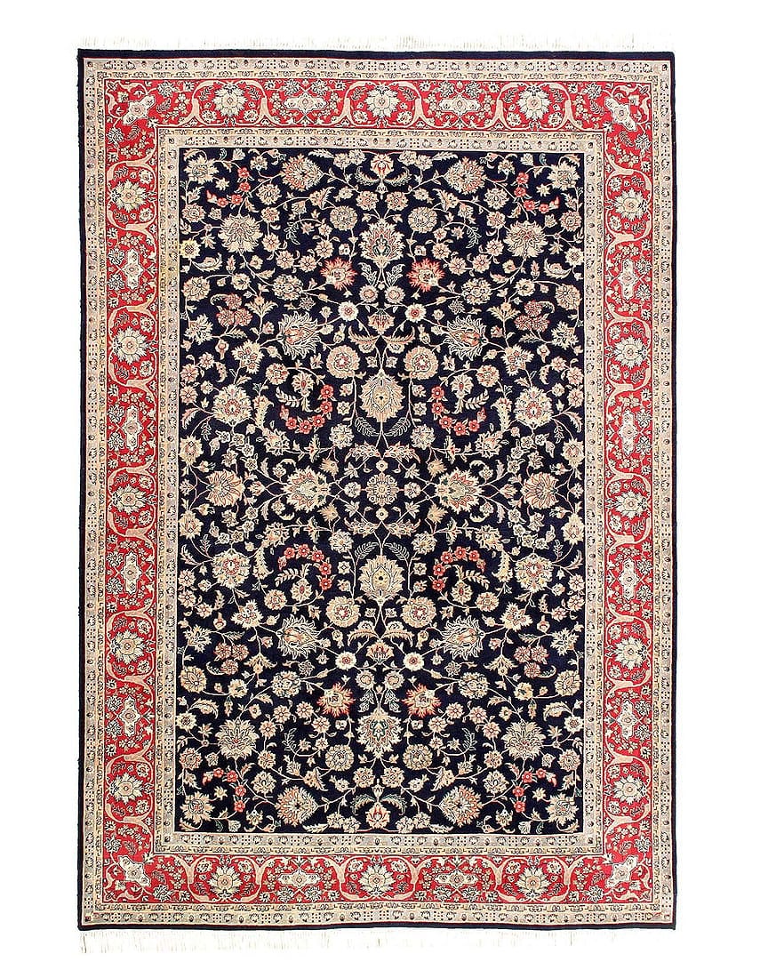 Navy Blue Fine Hand Knotted Pak Tabriz 6'1'' X 9'2'': Navy Blue Fine Hand Knotted Pak Tabriz 6'1'' X 9'2'' - 2000, Tabriz, Hand-Knotted, Lamb's Wool, 300 -51064- 862.This item is part of our fine auction collection which includes many fine home accessori