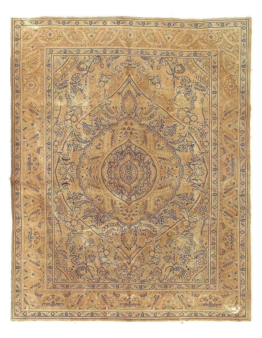 Ivory fine Hand Knotted Persian Vintage Tabriz rug 8'1'' X 10'9'': Ivory fine Hand Knotted Persian Vintage Tabriz rug 8'1'' X 10'9'' - 1940s, Tabriz, Hand-Knotted, Lamb's Wool, 300 -D12202- 862.This item is part of our fine auction collection which includes many fine