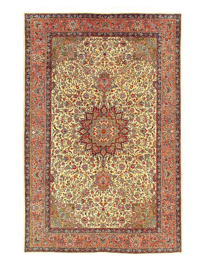 Fine Hand Knotted Vintage Persian Tabriz S/W rug 6'6'' X 9'11'': Fine Hand Knotted Vintage Persian Tabriz S/W rug 6'6'' X 9'11'' - 1980, Tabriz, Hand-Knotted, Wool & Silk, 300 -D12422- 862.This item is part of our fine auction collection which includes many fine