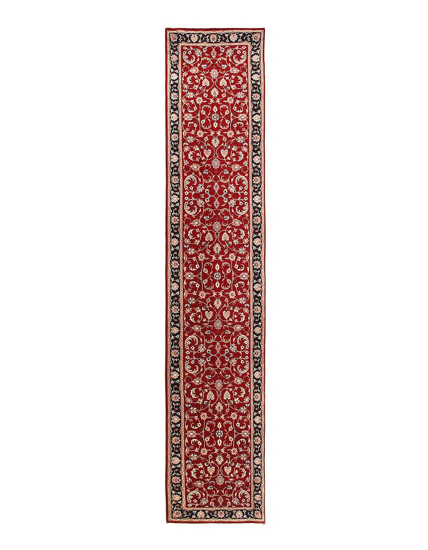 Rust Tabriz design Runner 2'.7''x 18': Rust Tabriz design Runner 2'.7''x 18' - NEW, Tabriz, Hand-Knotted, Lamb's Wool, 300 -D12596- 862.This item is part of our fine auction collection which includes many fine home accessories including an