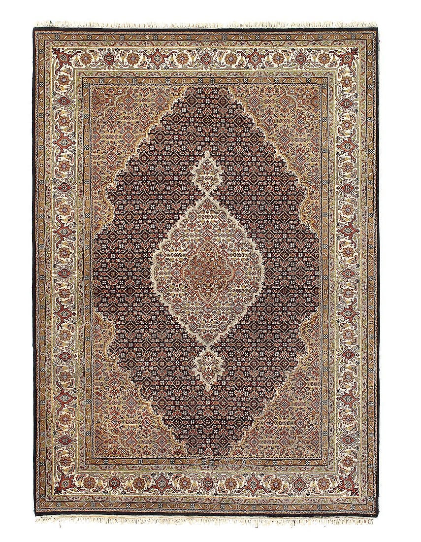 Tabriz Mahi Design Silk & Wool Rug 4'8" X 6'6": Tabriz Mahi Design Silk & Wool Rug 4'8" X 6'6" - New, Tabriz, Hand-Knotted, Wool & Silk, 300 -D12595- 862.This item is part of our fine auction collection which includes many fine home accessories