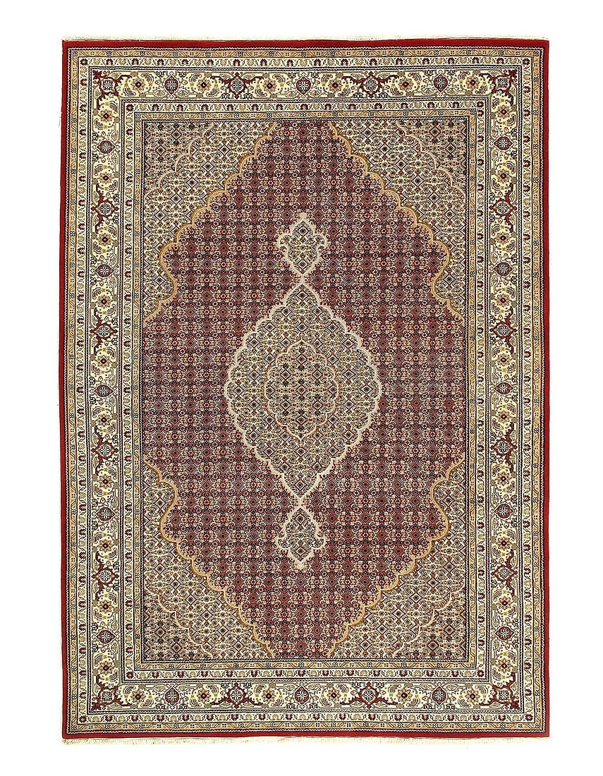 Fine Hand Knotted silk & wool Tabriz rug size 6'1'' X 8'9'': Fine Hand Knotted silk & wool Tabriz rug size 6'1'' X 8'9'' - New, Tabriz, Hand-Knotted, Wool & Silk, 300 -D12777- 862.This item is part of our fine auction collection which includes many fine home