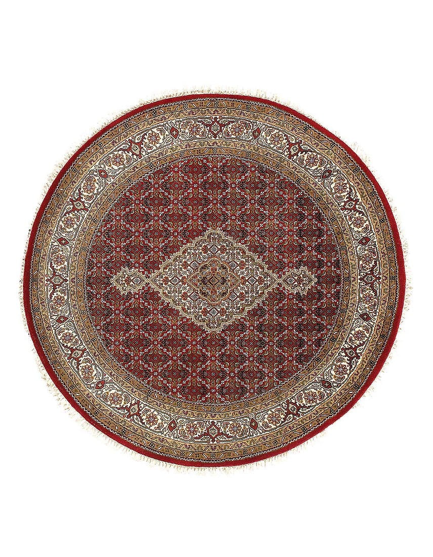 Fine Hand Knotted Silk & wool Tabriz round Rug 4'9'' X 4'9'': Fine Hand Knotted Silk & wool Tabriz round Rug 4'9'' X 4'9'' - New, Tabriz, Hand-Knotted, Wool & Silk, 300 -D12769- 862.This item is part of our fine auction collection which includes many fine home a