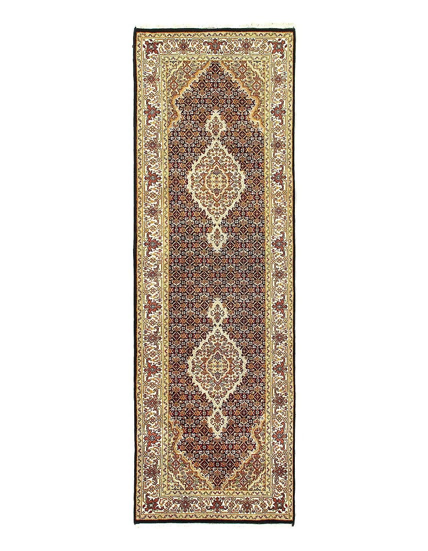 Fine Tabriz Silk & Wool Runner 2'11'' X 8'6'': Fine Tabriz Silk & Wool Runner 2'11'' X 8'6'' - New, Tabriz, Hand-Knotted, Wool & Silk, 300 -D13079- 862.This item is part of our fine auction collection which includes many fine home accessories