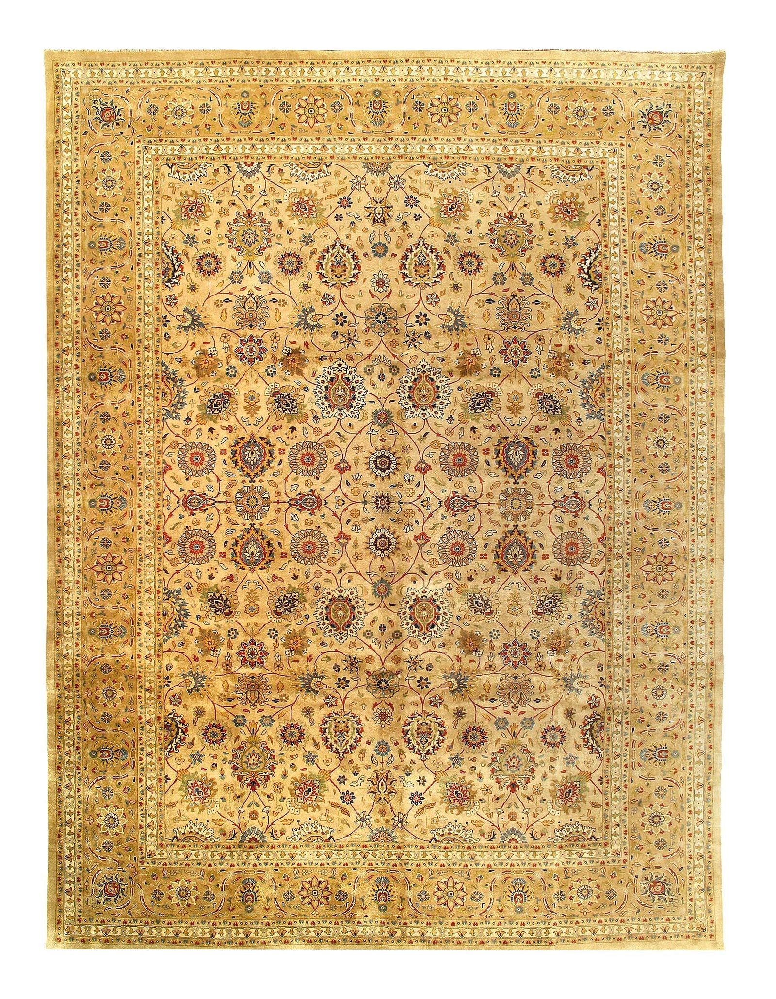 Beige fine Hand Knotted Tabriz 10' X 13'9'': Beige fine Hand Knotted Tabriz 10' X 13'9'' - , Tabriz, Hand-Knotted, Lamb's Wool, 300 -D03118- 862.This item is part of our fine auction collection which includes many fine home accessories