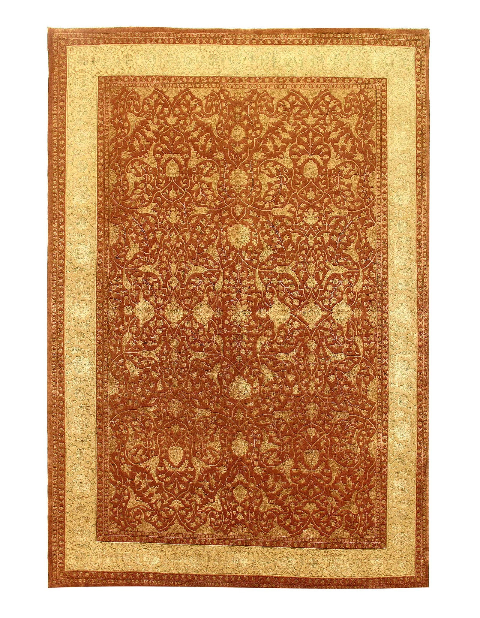Rust Color Fine Hand Knotted Silk & wool Tabriz Design 8'2'' X 12'1'' (1 of 6)