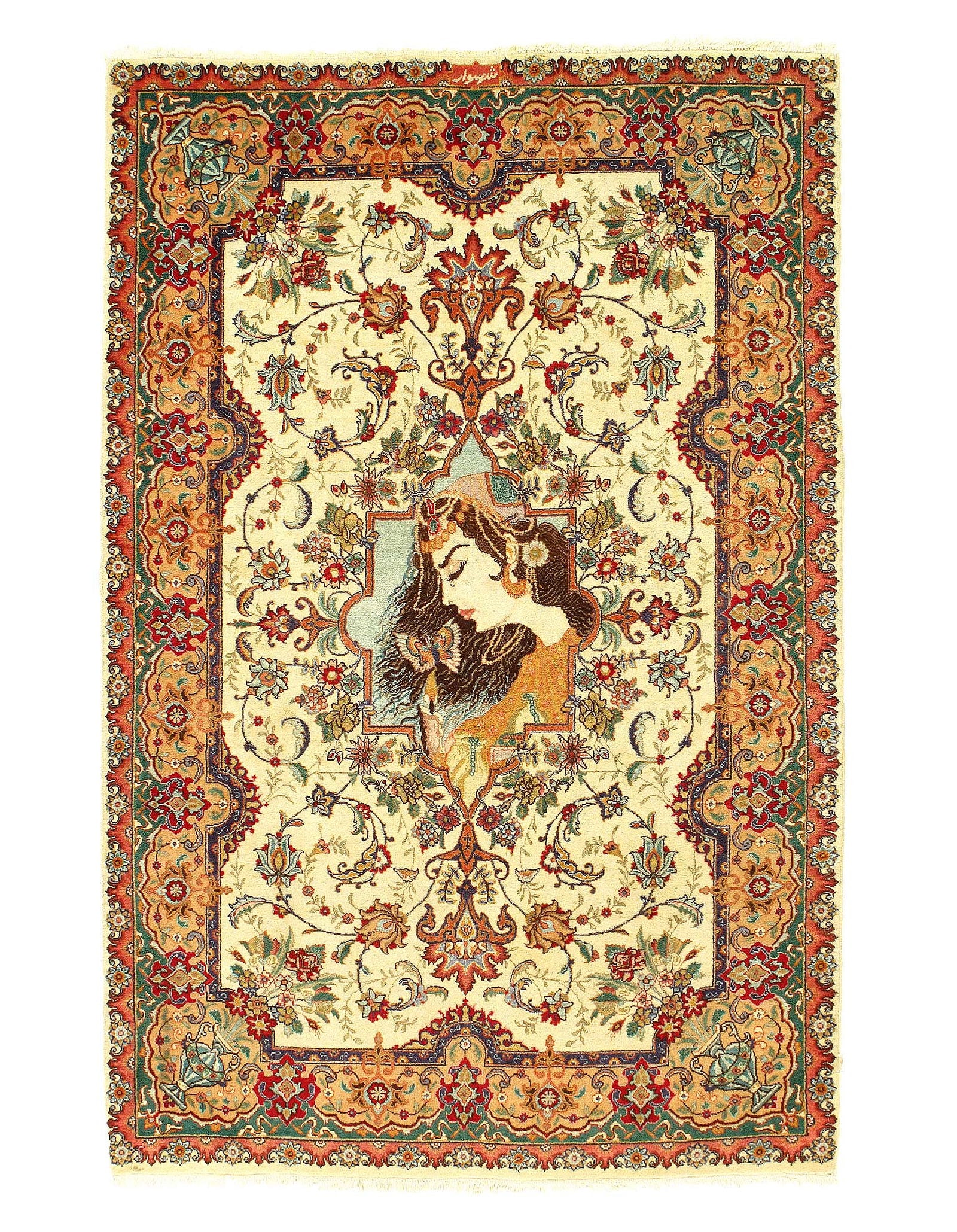 Fine Hand Knotted Vintage Persian Tabriz 3'2'' X 4'11'': Fine Hand Knotted Vintage Persian Tabriz 3'2'' X 4'11'' - 2000, Tabriz, Hand-Knotted, Wool & Silk, 300 -D11360- 862.This item is part of our fine auction collection which includes many fine home acces