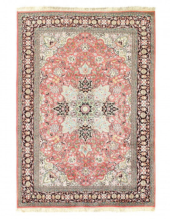 Rose Color Fine Hand knotted silk Tabriz rug 6'11'' X 10': Rose Color Fine Hand knotted silk Tabriz rug 6'11'' X 10' - 2020, Tabriz, Hand-Knotted, Wool & Silk, 300 -45- 862.This item is part of our fine auction collection which includes many fine home accesso
