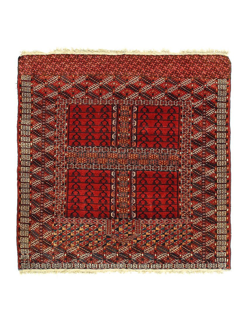 Antique Russian Tekkeh Rug 4'2"X4'2": Antique Russian Tekkeh Rug 4'2"X4'2" - circa 1880, Tekkeh, Hand-Knotted, Lamb's Wool, 300 -D14518- 862.This item is part of our fine auction collection which includes many fine home accessories