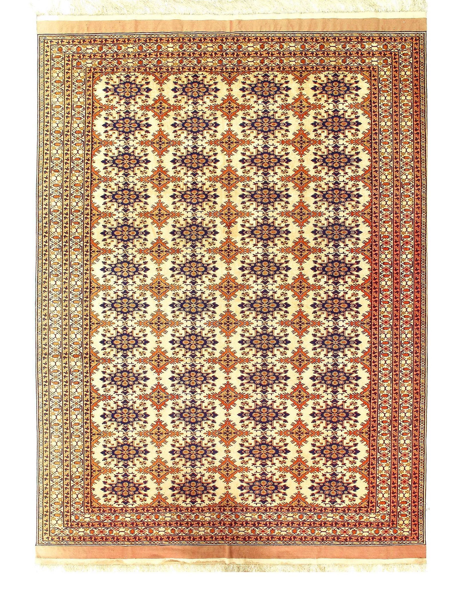 Fine Hand Knotted Vintage silk Turkaman 7' X 9'9: Fine Hand Knotted Vintage silk Turkaman 7' X 9'9 - 1960, Turkaman, Hand-Knotted, Wool & Silk, 300 -D11432- 862.This item is part of our fine auction collection which includes many fine home accessorie