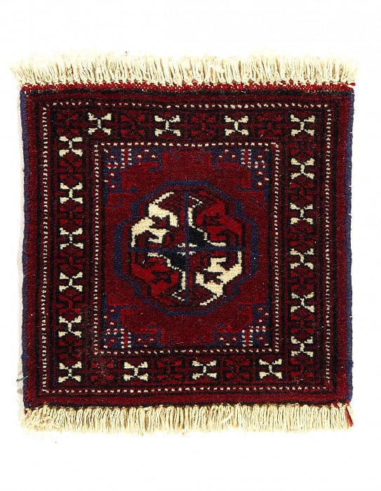 Hand-Knotted Torkaman 1'x1'6": Hand-Knotted Torkaman 1'x1'6" - CIRCA 1960, Turkaman, Hand-Knotted, Lamb's Wool, 300 -D03381- 862.This item is part of our fine auction collection which includes many fine home accessories including a