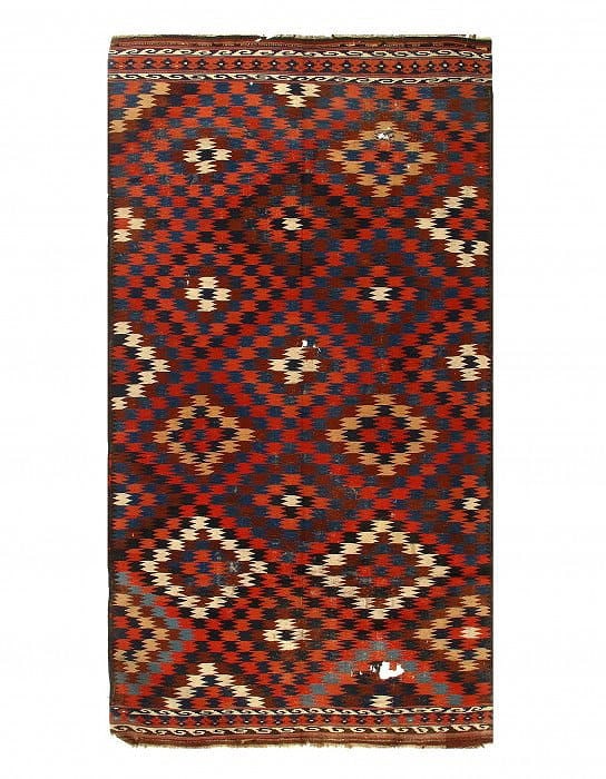 Vintage Red Turkish Hand Knotted Kilim 9'2'' X 12'2'': Vintage Red Turkish Hand Knotted Kilim 9'2'' X 12'2'' - Circa 1950, Turkish, Flatweave, Lamb's Wool, 300 -D11221- 862.This item is part of our fine auction collection which includes many fine home acc