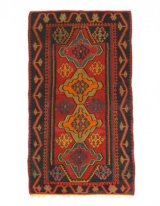 Rust Russian Antique Kilim 5'4"X 9'2": Rust Russian Antique Kilim 5'4"X 9'2" - CIRCA 1950, Turkish, Hand-Woven, Lamb's Wool, 300 -15767- 862.This item is part of our fine auction collection which includes many fine home accessories includi