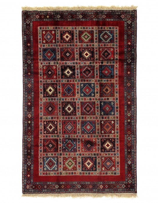 Red Persian Hand Knotted yalameh 5'1'' X 8'2'': Red Persian Hand Knotted yalameh 5'1'' X 8'2'' - New, Yalameh, Hand-Knotted, Lamb's Wool, 300 -D09585- 862.This item is part of our fine auction collection which includes many fine home accessories in