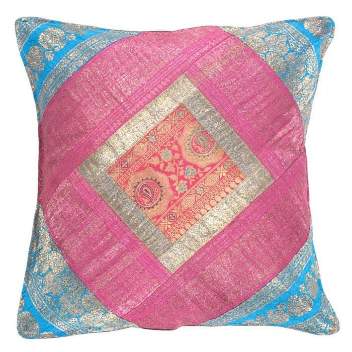 Vintage Sari silk Square Pillow Case 16 ": Vintage Sari silk Square Pillow Case 16 " - N/A, Traditional, Hand-Woven, sari Silk, 300 -PSS 173- 862.This item is part of our fine auction collection which includes many fine home accessories includ