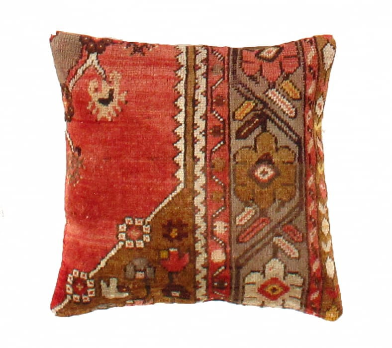 Vintage Hand Knotted Pillow - 17"W × 5"D × 17"H: Vintage Hand Knotted Pillow - , Traditional, Hand-Knotted, Wool on Wool, 300 -PI52- 862.This item is part of our fine auction collection which includes many fine home accessories including antique rug