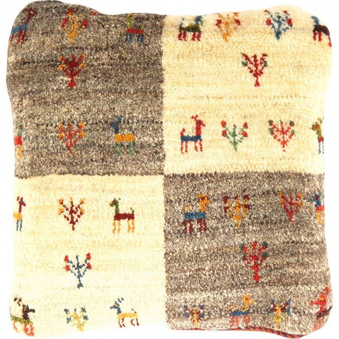 Fine Hand knotted Gabbeh pillow 15"X 15": Fine Hand knotted Gabbeh pillow 15"X 15" - N/A, Gabbeh, Hand-Woven, Lamb's Wool, 300 -PG 308- 862.This item is part of our fine auction collection which includes many fine home accessories including a