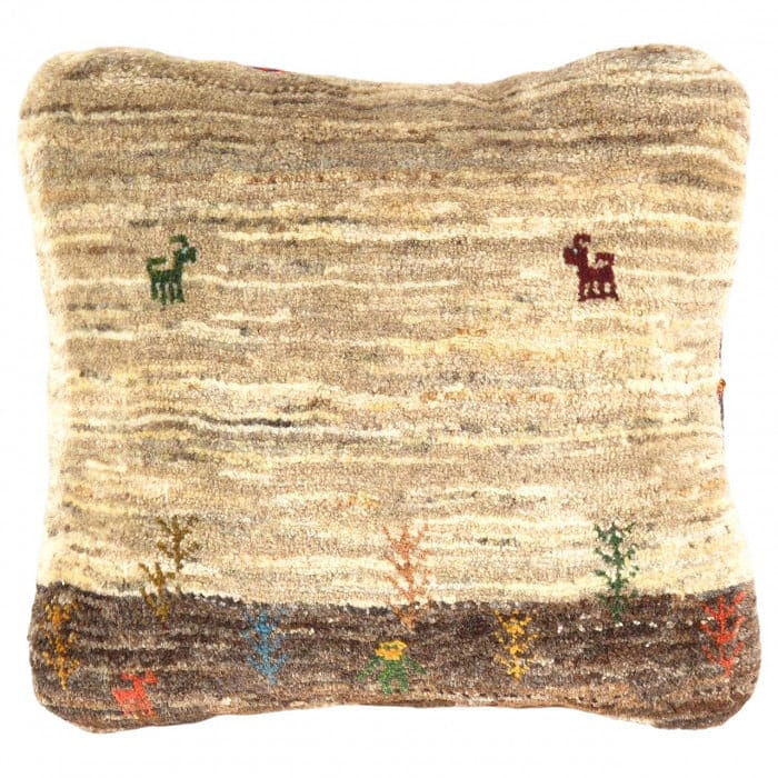 Fine Hand knotted Gabbeh pillow 15"X 16": Fine Hand knotted Gabbeh pillow 15"X 16" - N/A, Gabbeh, Hand-Woven, Lamb's Wool, 300 -PG 305- 862.This item is part of our fine auction collection which includes many fine home accessories including a