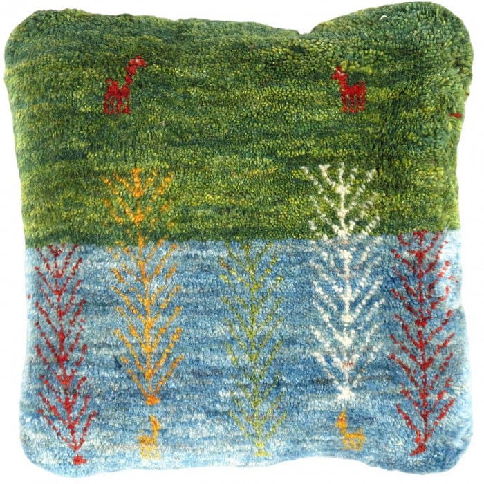 Fine Hand knotted Gabbeh pillow 15"X 15": Fine Hand knotted Gabbeh pillow 15"X 15" - N/A, Gabbeh, Hand-Woven, Lamb's Wool, 300 -PG 303- 862.This item is part of our fine auction collection which includes many fine home accessories including a