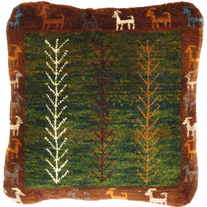 Fine Hand knotted Gabbeh pillow 15"X 15": Fine Hand knotted Gabbeh pillow 15"X 15" - N/A, Gabbeh, Hand-Woven, Lamb's Wool, 300 -PG 301- 862.This item is part of our fine auction collection which includes many fine home accessories including a