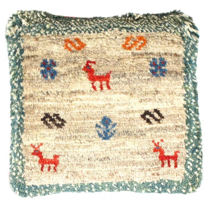 Fine Hand knotted Gabbeh pillow 15"X 16": Fine Hand knotted Gabbeh pillow 15"X 16" - N/A, Gabbeh, Hand-Woven, Lamb's Wool, 300 -PG 298- 862.This item is part of our fine auction collection which includes many fine home accessories including a