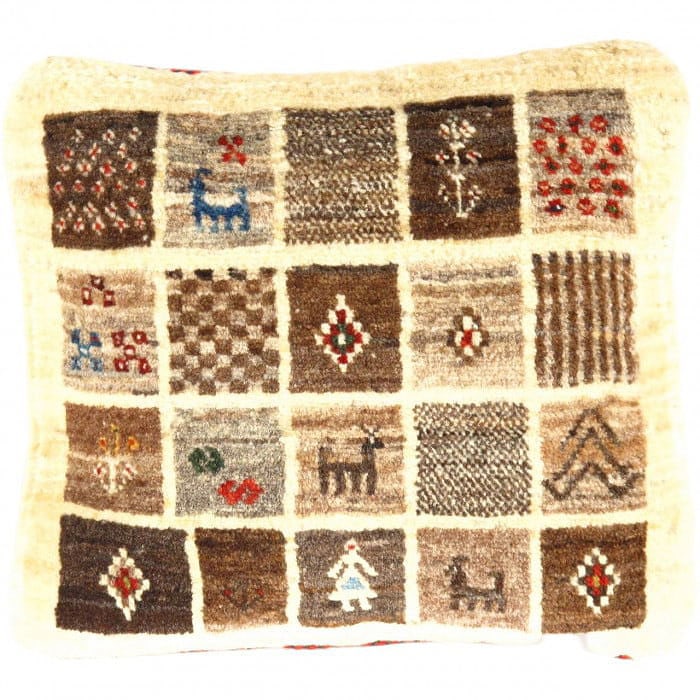 Fine Hand knotted Gabbeh pillow 15"X 16": Fine Hand knotted Gabbeh pillow 15"X 16" - N/A, Gabbeh, Hand-Woven, Lamb's Wool, 300 -PG 290- 862.This item is part of our fine auction collection which includes many fine home accessories including a