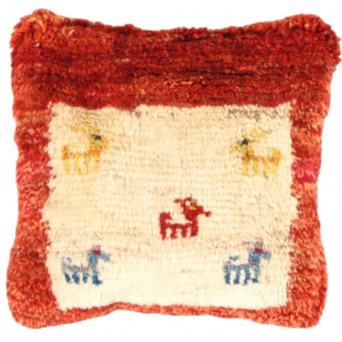 Fine Hand knotted Gabbeh pillow 14"X 14": Fine Hand knotted Gabbeh pillow 14"X 14" - N/A, Gabbeh, Hand-Woven, Lamb's Wool, 300 -PG 280- 862.This item is part of our fine auction collection which includes many fine home accessories including a