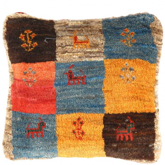 Fine Hand knotted Gabbeh pillow 16"X 16": Fine Hand knotted Gabbeh pillow 16"X 16" - N/A, Gabbeh, Hand-Woven, Lamb's Wool, 300 -PG 258- 862.This item is part of our fine auction collection which includes many fine home accessories including a