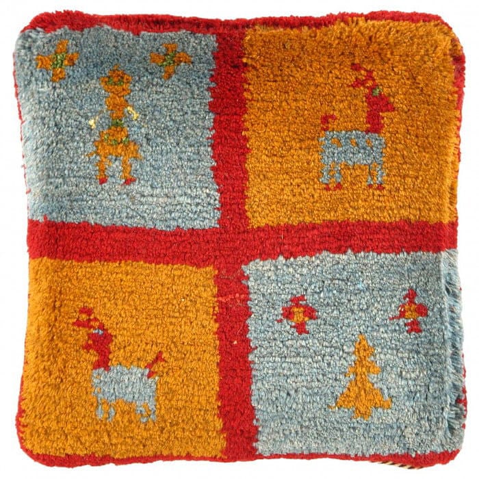 Fine Hand knotted Gabbeh pillow 16"X 16": Fine Hand knotted Gabbeh pillow 16"X 16" - N/A, Gabbeh, Hand-Woven, Lamb's Wool, 300 -PG 241- 862.This item is part of our fine auction collection which includes many fine home accessories including a