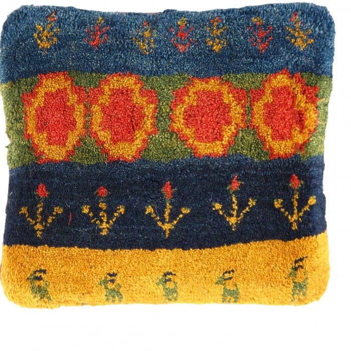 Fine Hand knotted Gabbeh pillow 15"x 16": Fine Hand knotted Gabbeh pillow 15"x 16" - N/A, Gabbeh, Hand-Woven, Lamb's Wool, 300 -PG 235- 862.This item is part of our fine auction collection which includes many fine home accessories including a
