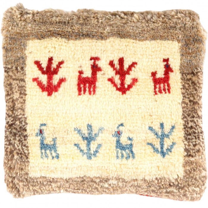 Fine Hand knotted Persian Gabbeh pillow 14'' X 16'': Fine Hand knotted Persian Gabbeh pillow 14'' X 16'' - New, Gabbeh, Handmade , Lamb's Wool, 300 -PG 156- 862.This item is part of our fine auction collection which includes many fine home accessories i
