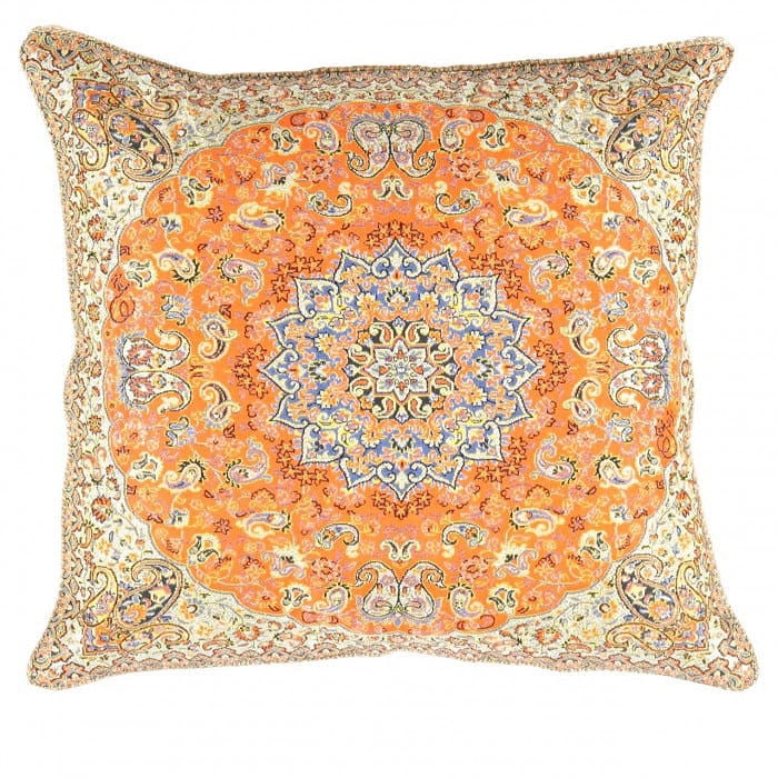 Orange color Diamond Persian Silk Termeh 20'': Orange color Diamond Persian Silk Termeh 20'' - New, Isfahan, Handmade , Wool & Silk, 300 -IRT 63 M- 862.This item is part of our fine auction collection which includes many fine home accessories incl