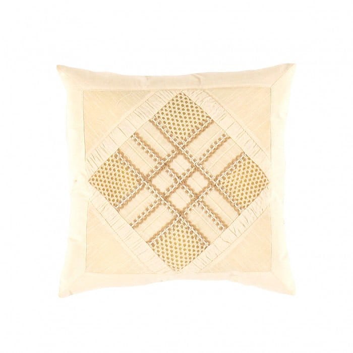 Beige Color Pure Cotton Pillow Cover - 16”W X 16”D X 3”H: Beige Color Pure Cotton Pillow Cover - New, Modern, Hand-Knotted, Cotton, 300 -IC 4- 862.This item is part of our fine auction collection which includes many fine home accessories including antique ru
