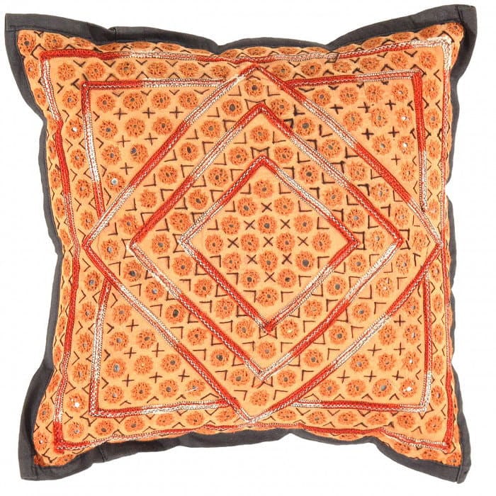 Orange Design Pillow 16"X 16": Orange Design Pillow 16"X 16" - N/A, Indian, Hand-Woven, Cotton, 300 -BL 12- 862.This item is part of our fine auction collection which includes many fine home accessories including antique rugs, vint