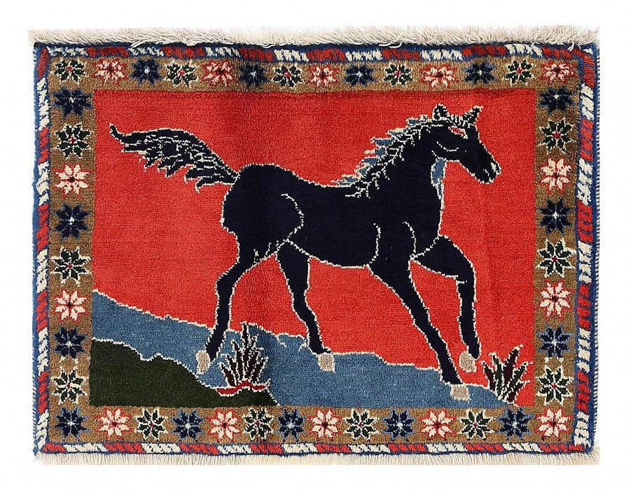 Fine Hand knotted Persian Shiraz rug 2' X 2'8'': Fine Hand knotted Persian Shiraz rug 2' X 2'8'' - CIRCA 1970, Animal, Hand-Knotted, Lamb's Wool, 300 -D13784- 862.This item is part of our fine auction collection which includes many fine home accesso