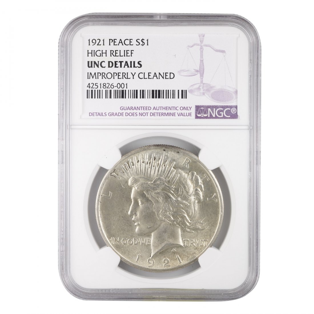 1921 Peace Dollar High Relief UNC Details (1 of 2)