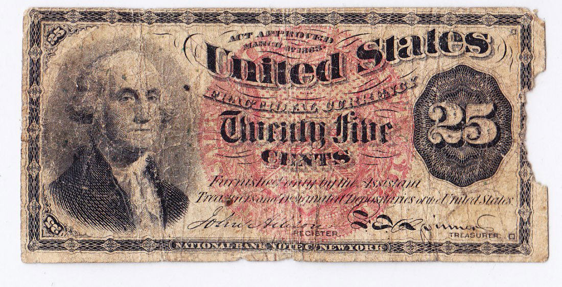 1863 25 Cent Fractional Currency 4th Issue (1 of 2)