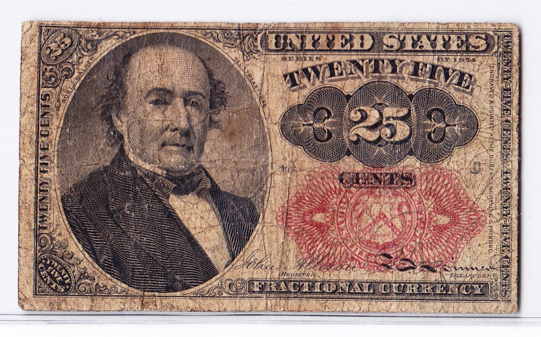 1874 25 Cent Fractional Currency 5th Issue Red Seal: .