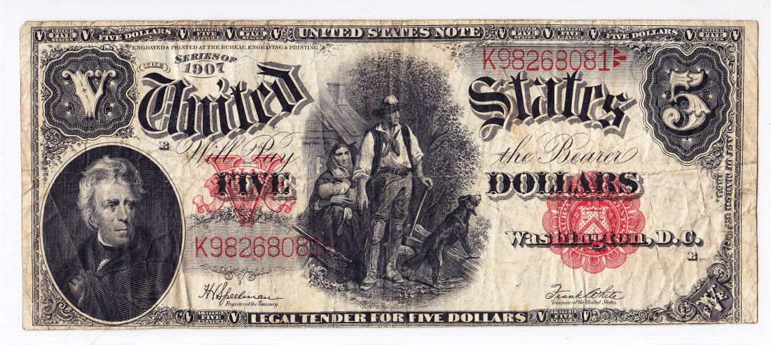 1907 $5 US Note Woodchopper (1 of 2)